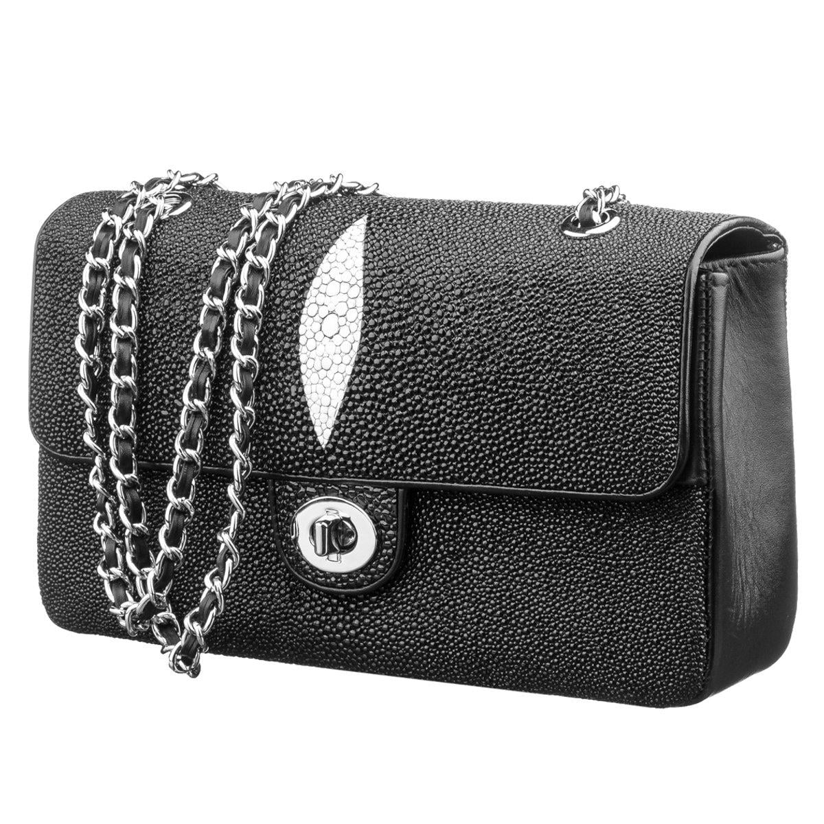 Сумка Stingray leather 18501 из натуральной кожи морского ската Черный Сумка Stingray leather 18501 из натуральной кожи морского ската Черный