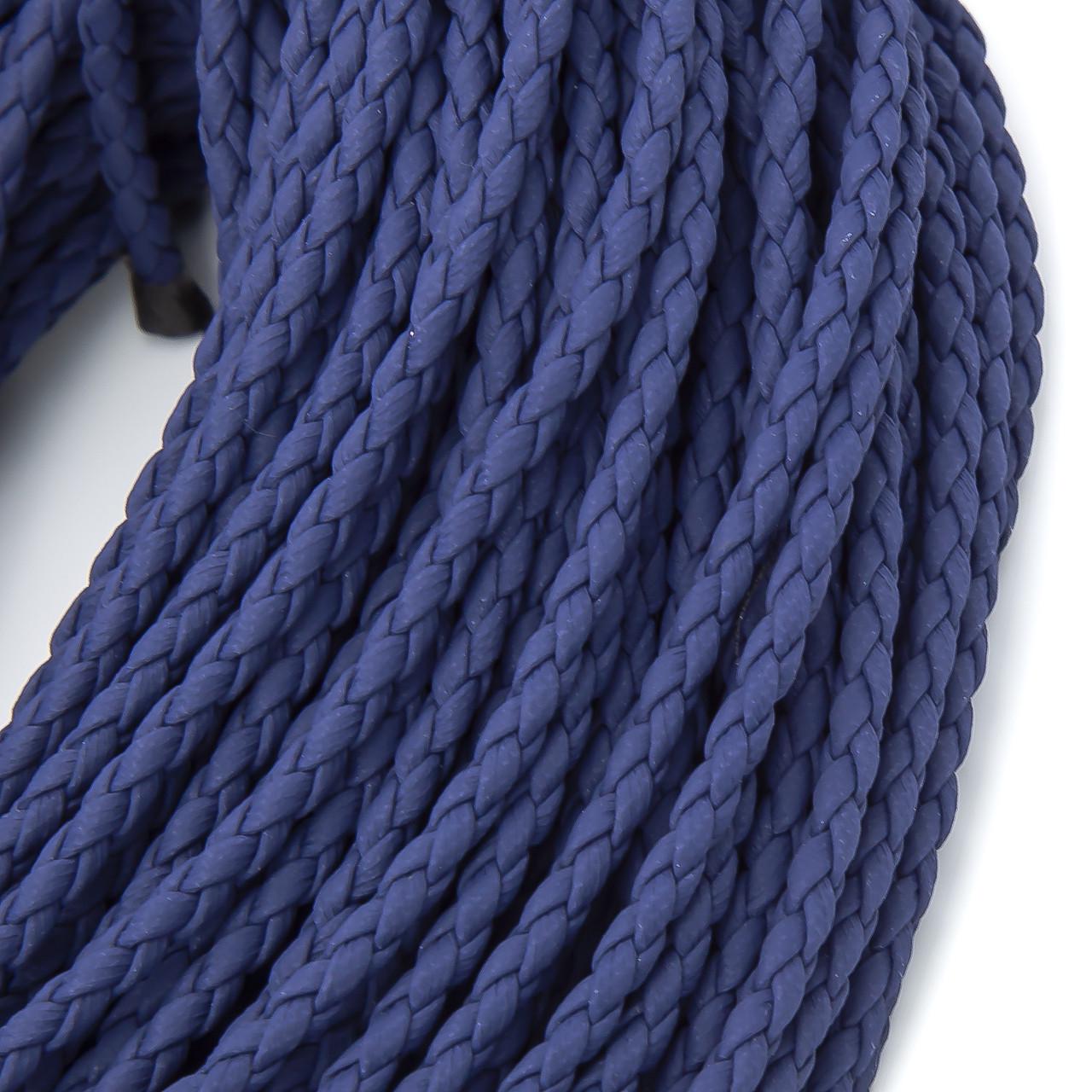 Шнур кожзам плетеный матовый 3 мм 1 м Синий (ШИ0003м13)