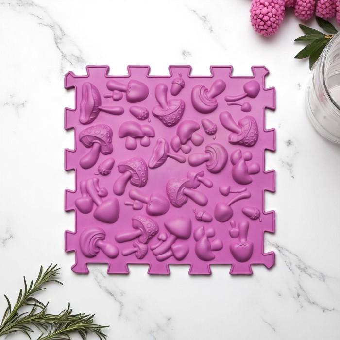 Розвиваючий килимок масажний Пазл Грибочки 1 елемент Темно-Рожевий (RO12200) - фото 2