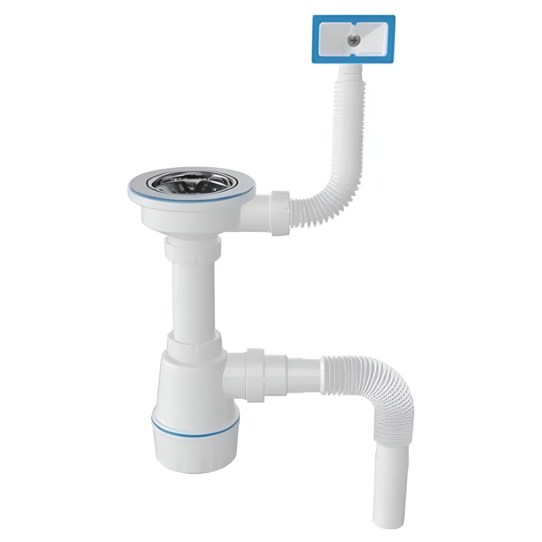 Сифон для мойки Nova 1047 с переливом квадратным 1/2" (AKD41157)