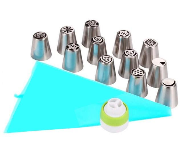 Мешок кондитерский с насадками для кремовых цветов 12 штук (015712)