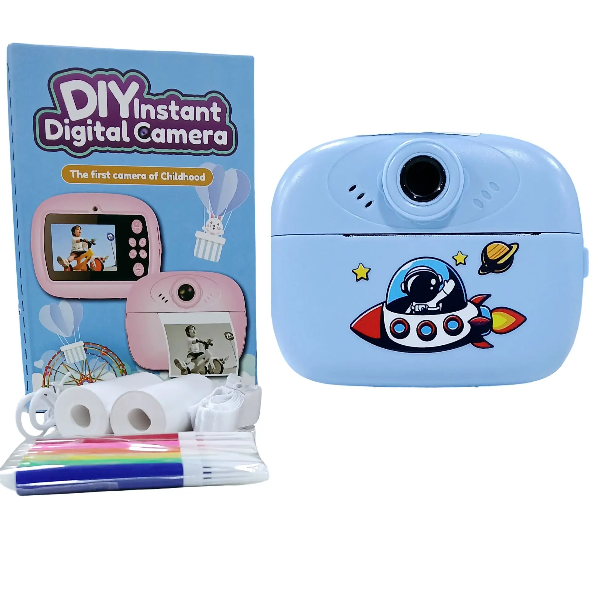 Фотоаппарат детский с термопечатью DIY Instant Digital Camera Голубой Фотоаппарат детский с термопечатью DIY Instant Digital Camera Голубой