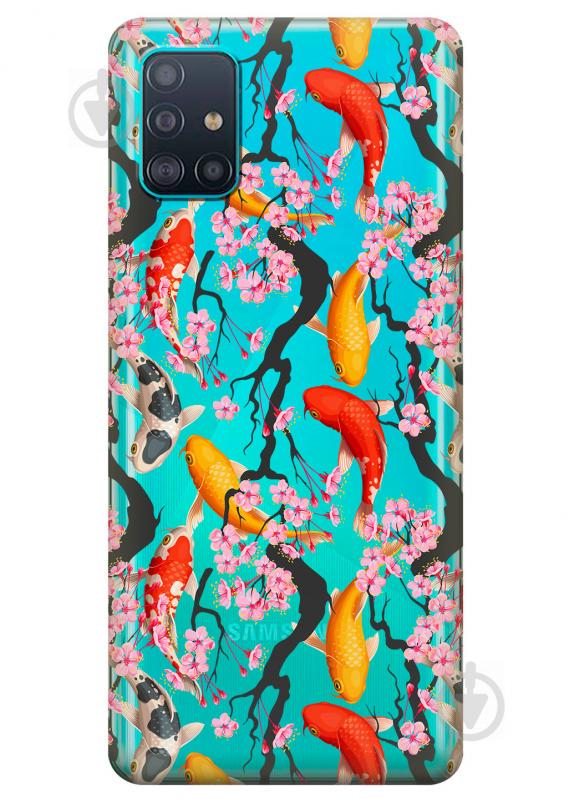 Прозрачный силиконовый чехол iSwag для Samsung Galaxy A51 с рисунком - Японские рыбы (KS3128)