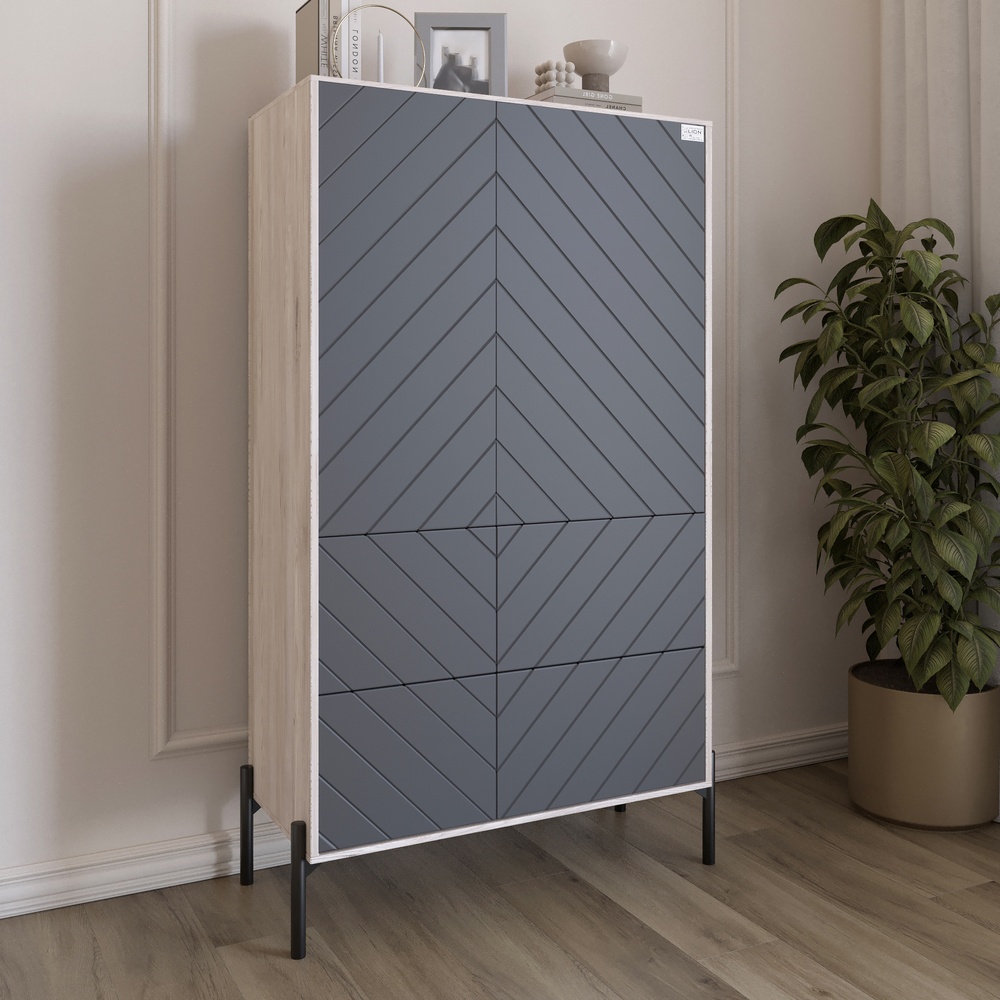 Комод-пенал Lion Амарант 84x40x150 см Самоа Дымчатый/Графитовый (LION-042134)