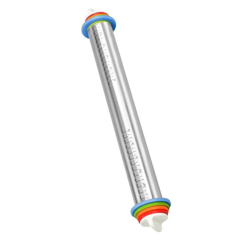 Качалка для тіста металева з кільцями для регулювання товщини від 2 до 10 мм 44,5 см (29594)