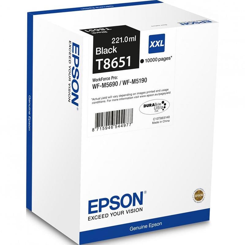 Картридж Epson T8651 для принтера WorkForce Pro WF-M5190DW/WF-M5690 Black (C13T865140)