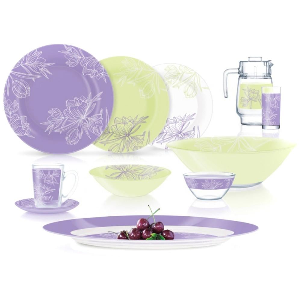 Сервіз столовий Luminarc Amb Fleur Blush Purple and Green 46 пр. (V0185) Сервіз столовий Luminarc Amb Fleur Blush Purple and Green 46 пр. (V0185)