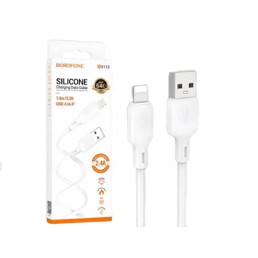 Кабель-USB Borofone BX113 Silicone Lightning 1 м Белый (23885482) Кабель-USB Borofone BX113 Silicone Lightning 1 м Белый (23885482)