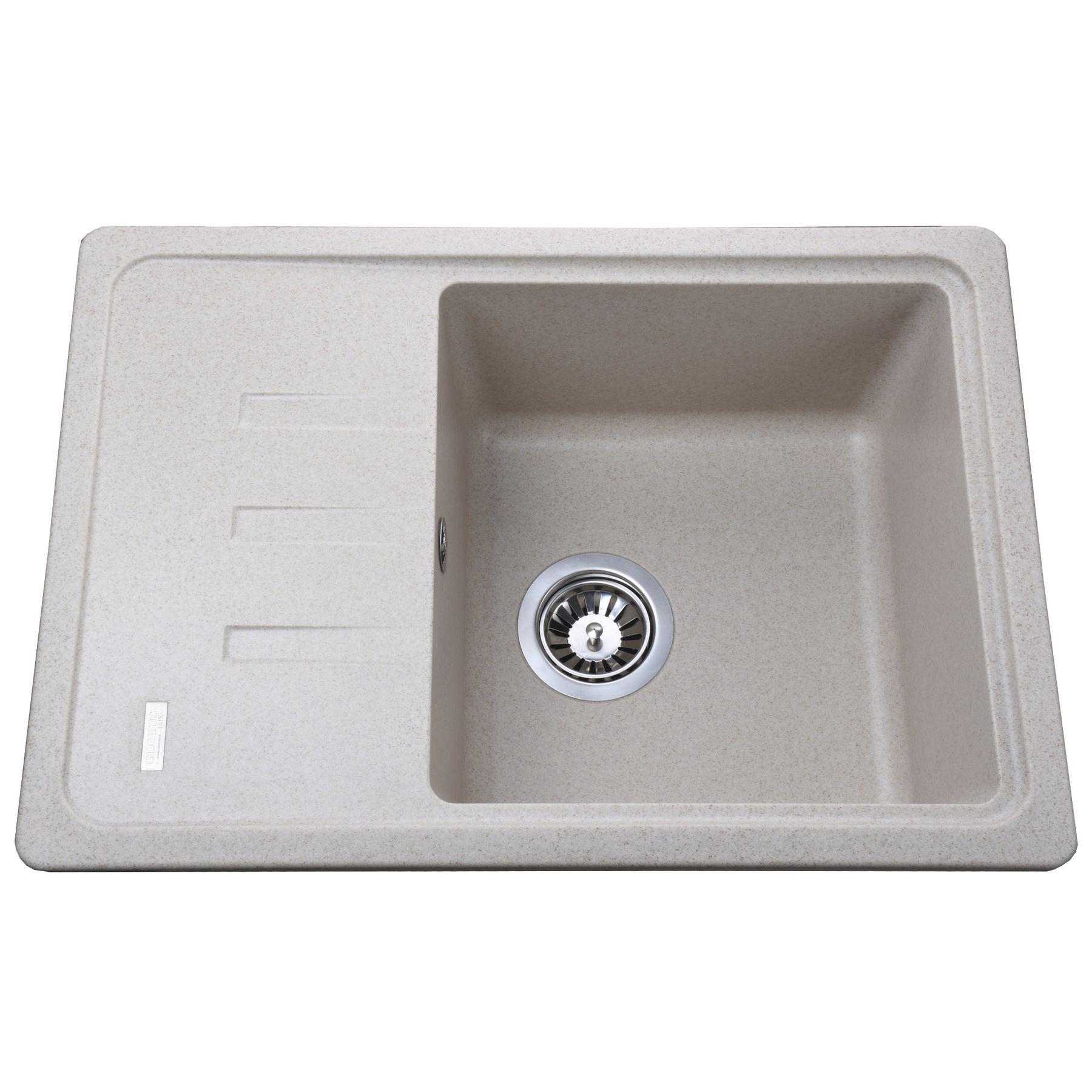 Мойка кухонная Globus Lux 000021059 гранитная прямоугольная 620x435 мм Бежевый (25949505)