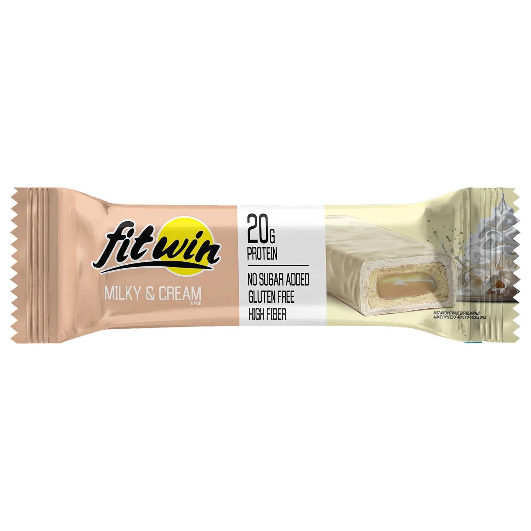Протеиновый батончик FitWin с начинкой без сахара 60 г Milky&Cream (WIN-006)