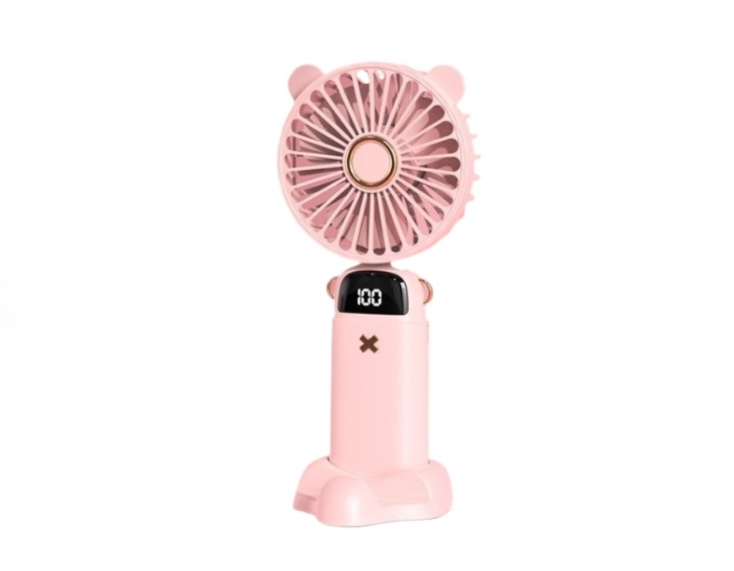 Вентилятор аккумуляторный портативный на 5 скоростей работы 3000 mAh Розовый (00356)