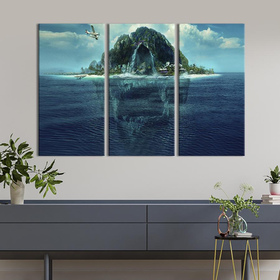 Картина на холсте триптих Загадочный Остров фантазий 156x100 см (1475-31)