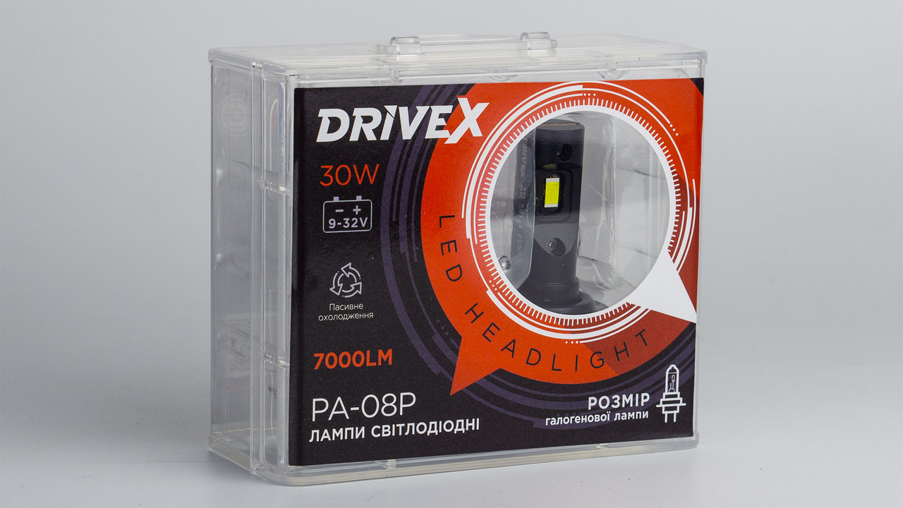 Автомобільні лампи DriveX LED PA-08 30W H7 7000LM 5500K з пасивним охолодженням (DR-00002119) - фото 2