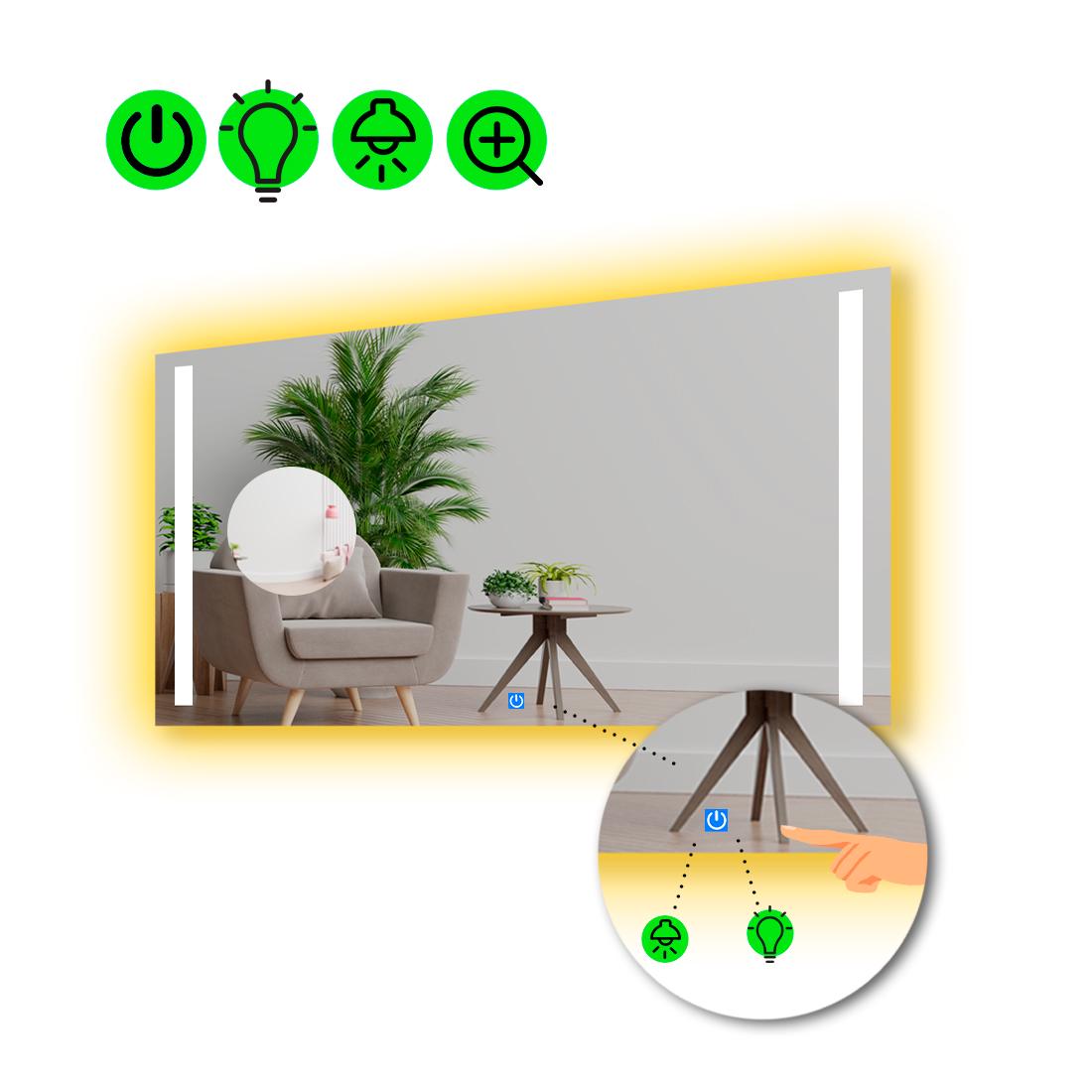 Зеркало с LED подсветкой Adelita с сенсором и увеличительной линзой без подсветки 100x60 см (8776522) Зеркало с LED подсветкой Adelita с сенсором и увеличительной линзой без подсветки 100x60 см (8776522)