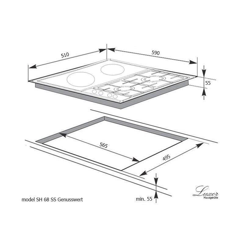 Варочная поверхность Luxor SH 68 BG Oix Genusswert комбинированная газова/электрическая - фото 6