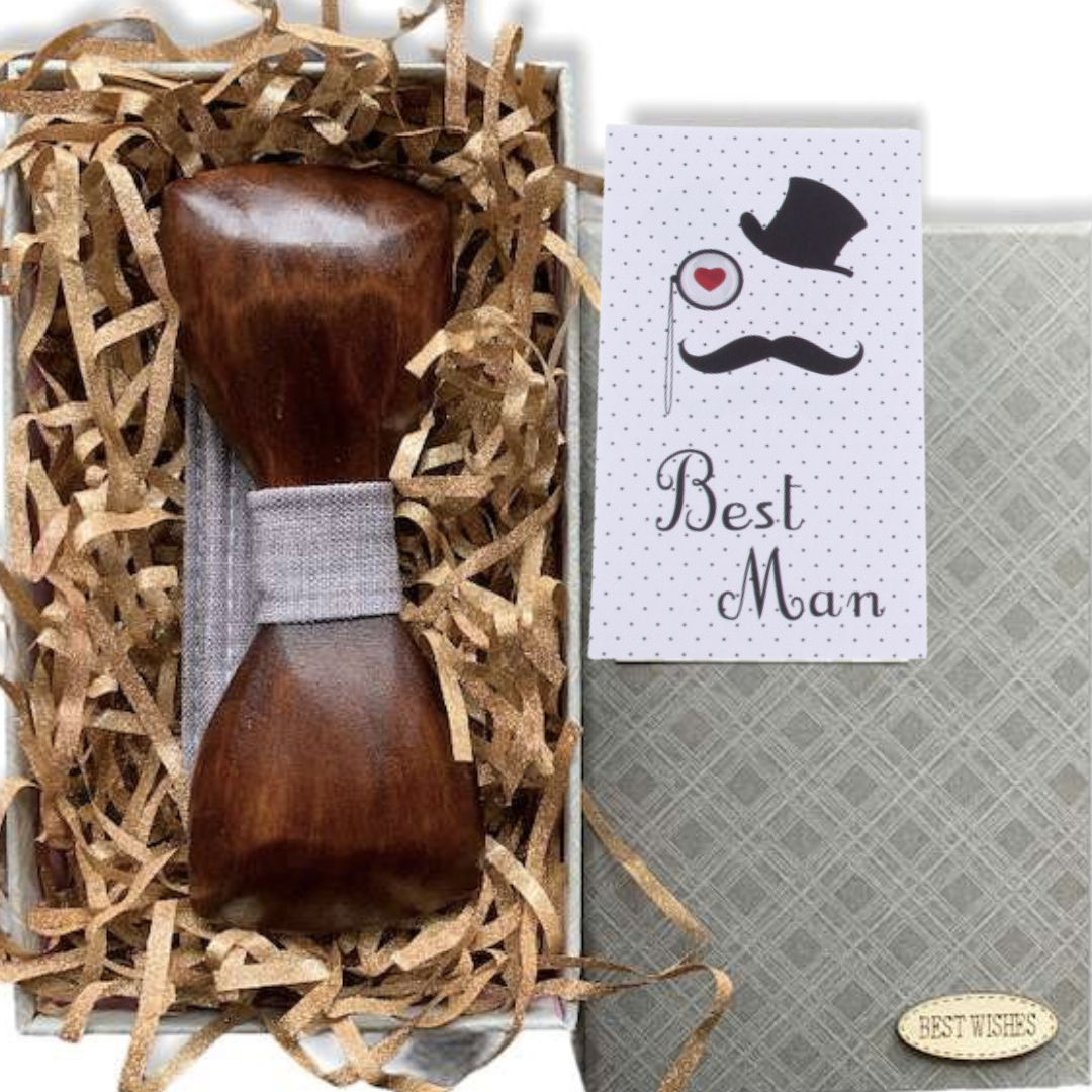 Бабочка-галстук деревянная объемная в подарочной упаковке (8140-ВМ)