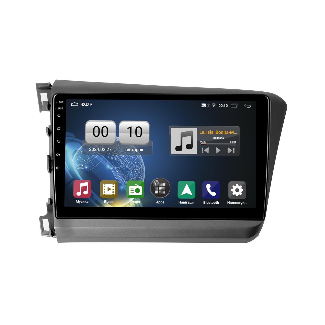 Автомагнітола штатна QIV Q1 для Honda Civic 9 FB FK FD 2011-2015 9" (Q46001)