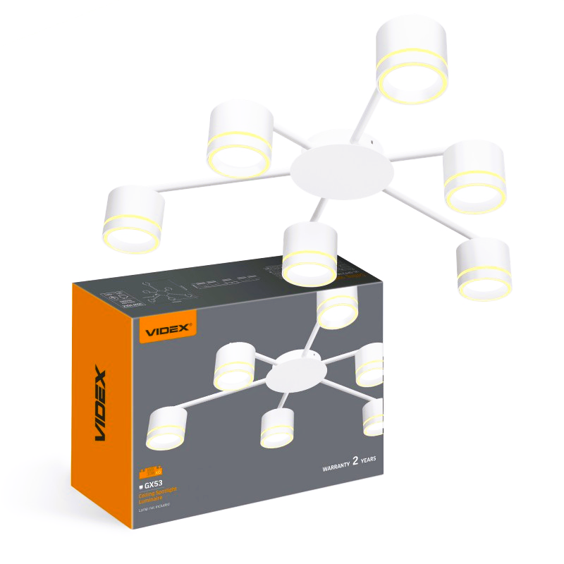Светильник Videx под лампу 6xGX53 накладной Белый (VL-SPF21B-WP) Светильник Videx под лампу 6xGX53 накладной Белый (VL-SPF21B-WP)