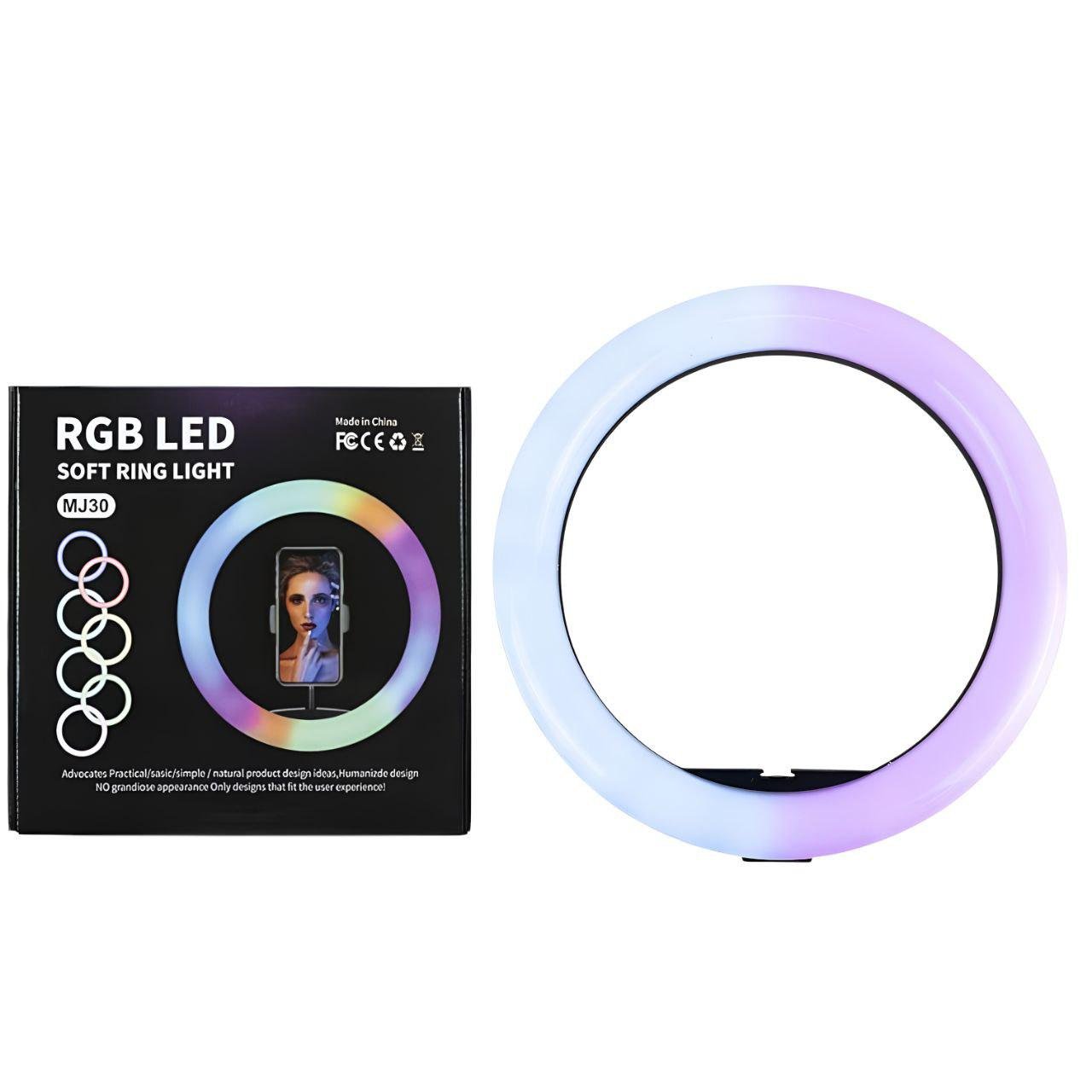 Селфи-кольцо RGB LED MJ-30-A 120LED 3000-6000K алюминиевый сплав Черный