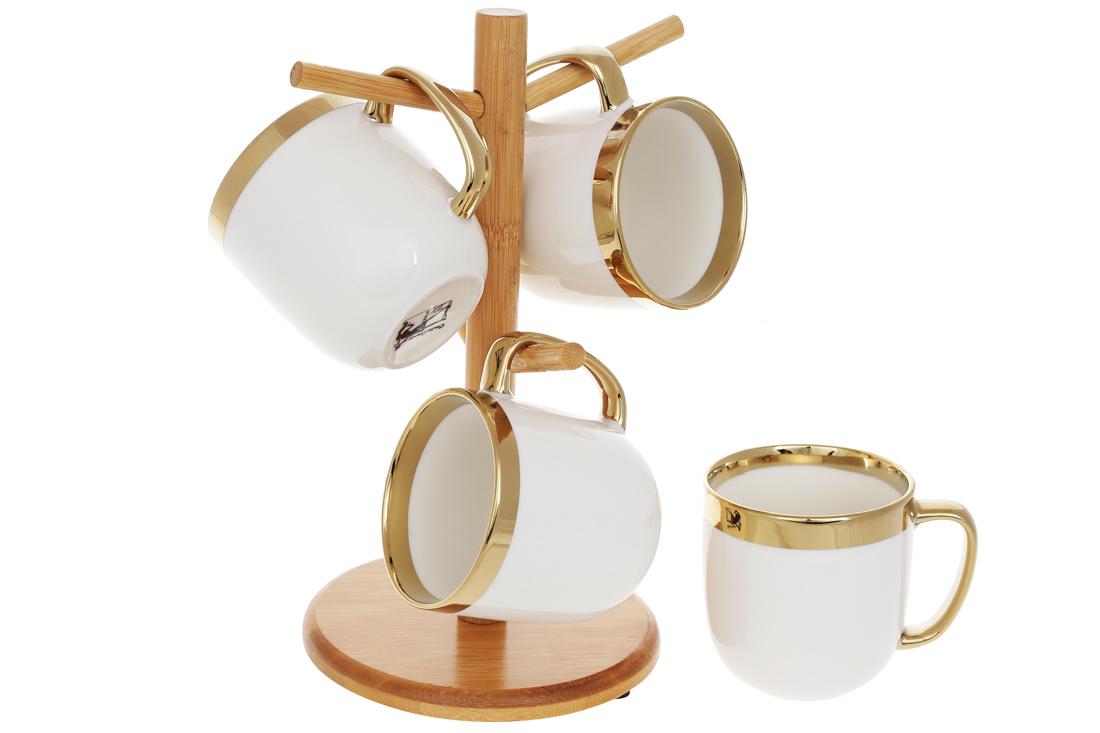 Набор фарфоровых кружек BonaDi Золотая линия 320 мл 4 шт. (905-229)