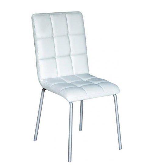 Стул кухонный Мікс Меблі Аманда Металл/Кожзам Zeus Deluxe White Серый/Белый