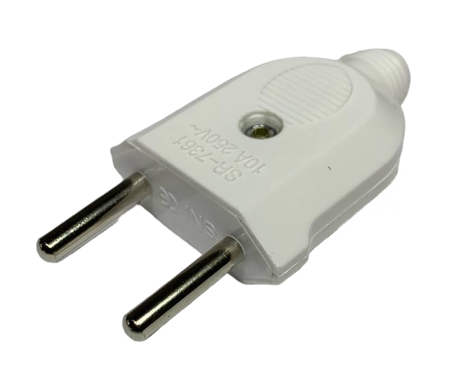 Вилка без заземлення пряма розбірна плоска 6/10A 250V Білий (13700)