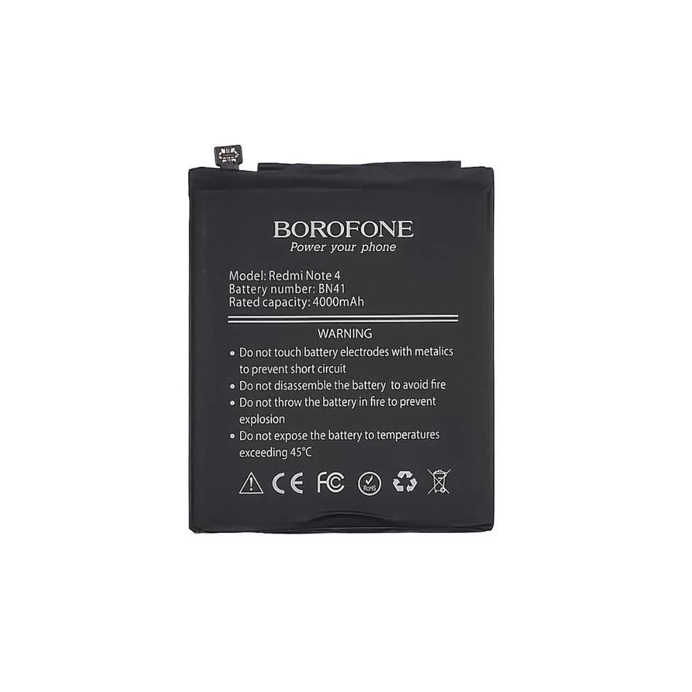 Акумулятор Borofone BN41 для Xiaomi Redmi Note 4 China Version/MediaTek/MTK 4100 mAh (BOXI011608) Акумулятор Borofone BN41 для Xiaomi Redmi Note 4 China Version/MediaTek/MTK 4100 mAh (BOXI011608)
