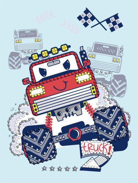 Алмазная мозаика с частичной выкладкой Ideyka Красная машинка 15х20 см (Id-AMV1226)