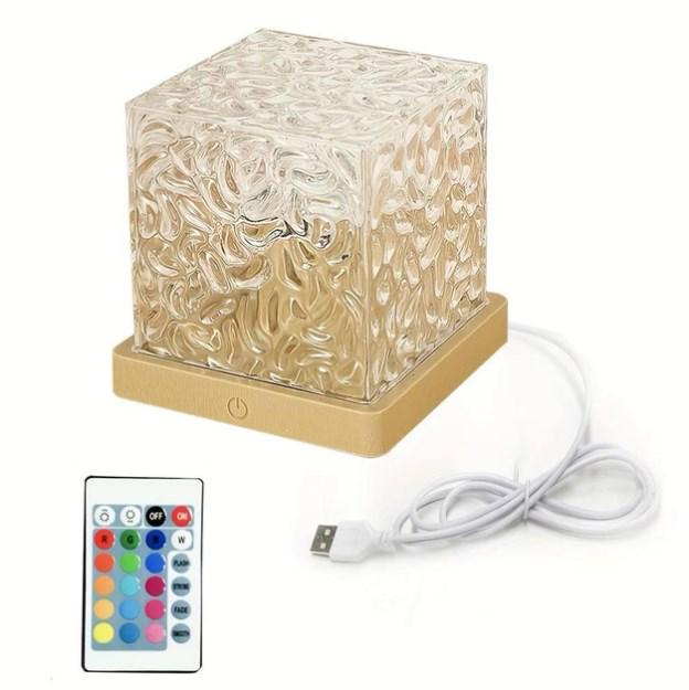 Ночник-проектор настольный Куб с эффектом водяной волны с пультом RGB (21200681)