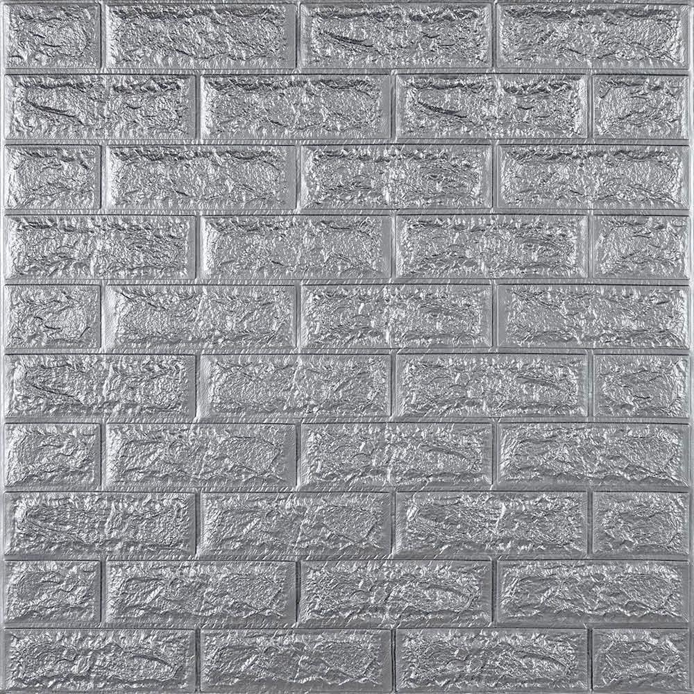 3D-панель самоклеющаяся Sticker Wall Кирпич/Серебро 700х770х7 мм (Панель-17-7мм)
