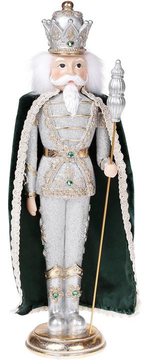 Декоративная статуэтка Щелкунчик 39 см Серебро/Изумруд (BD-837-120)