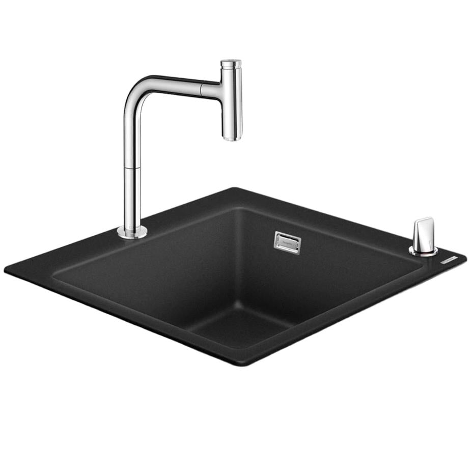 Мойка кухонная Hansgrohe 43217000 гранитная прямоугольная 560x410 мм Черный (25952438)