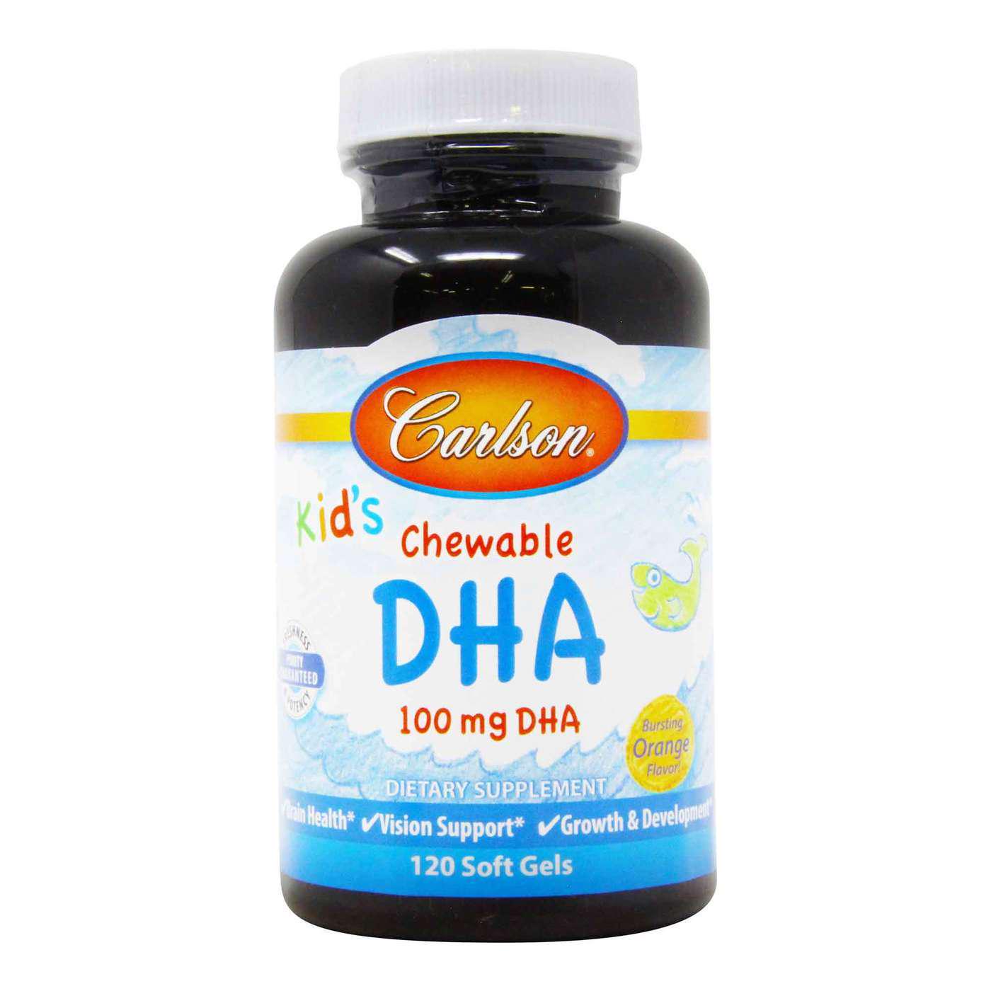 Рыбий жир для детей Carlson Kids Chewable DHA Bursting Orange Flavor 120 Soft Gels