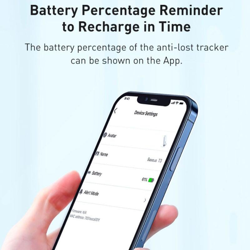 Пошуковий розумний брелок BASEUS Intelligent T3 Rechargeable Anti-lost Tracker BT-5.0 80м ZLFDQT3-02 Black - фото 6