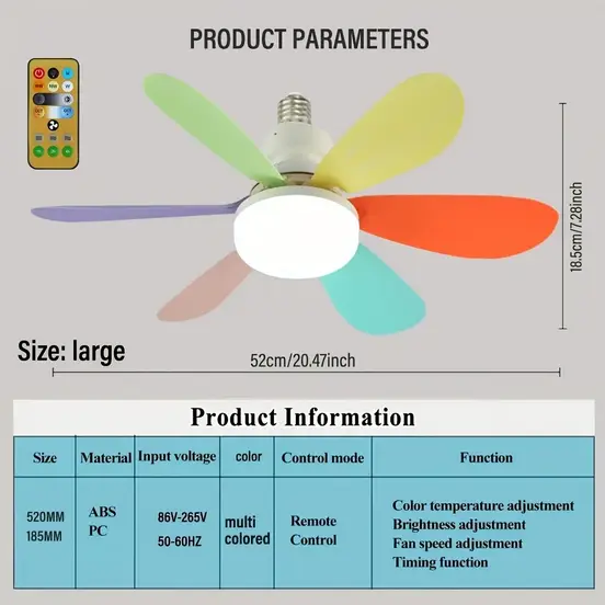 Вентилятор-люстра 2в1 стельовий 6 лопатей 52 см 40 Вт з пультом (QAAQ-520RA) - фото 3 Вентилятор-люстра 2в1 стельовий 6 лопатей 52 см 40 Вт з пультом (QAAQ-520RA) - фото 3