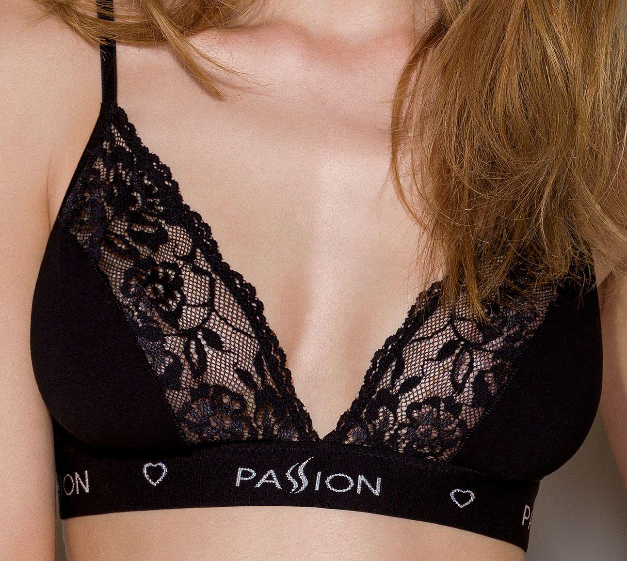 Эластичный топ с кружевом Passion PS001 TOP XL Black