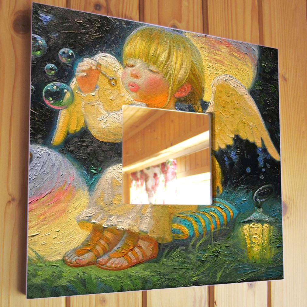 Зеркало декоративное Ангелочек необычный 260х260 мм (M03682)