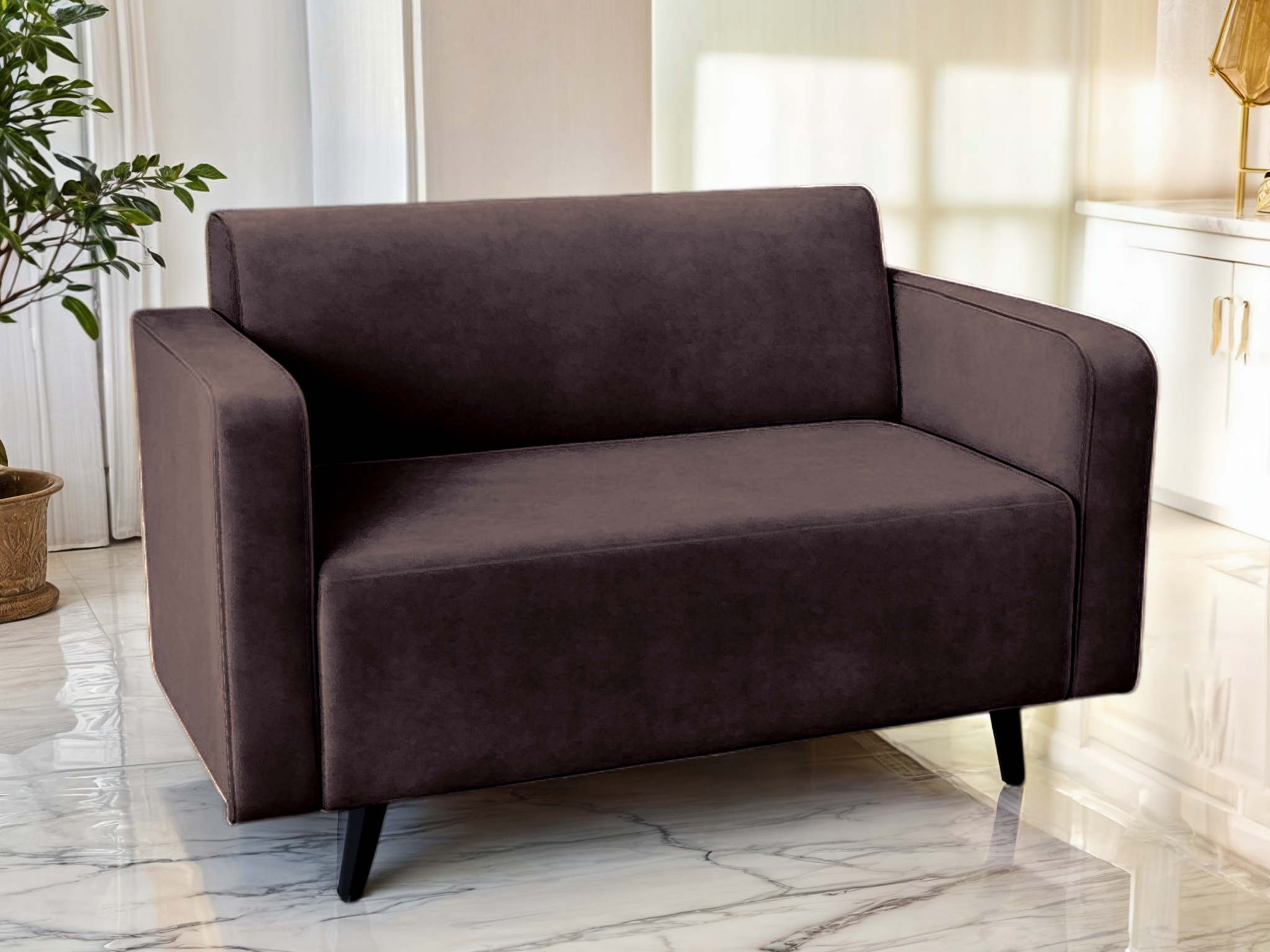 Диван офисный Tobi Sho Тайм с подлокотниками велюр Крокус 1260х680х770 мм Коричневый (Коричневый/23)