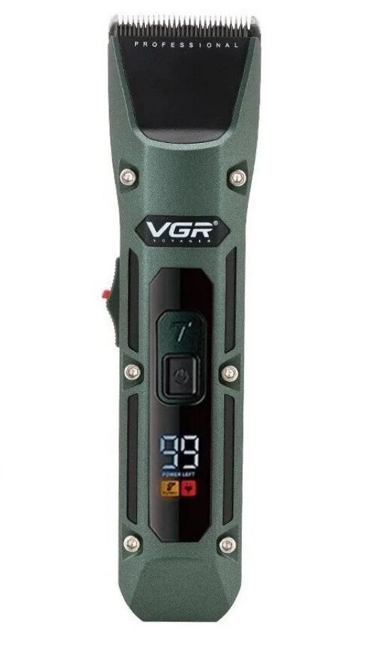 Машинка для стрижки VGR V-696 з цифровим дисплеєм та насадками 5 Вт Зелений (2390000051)