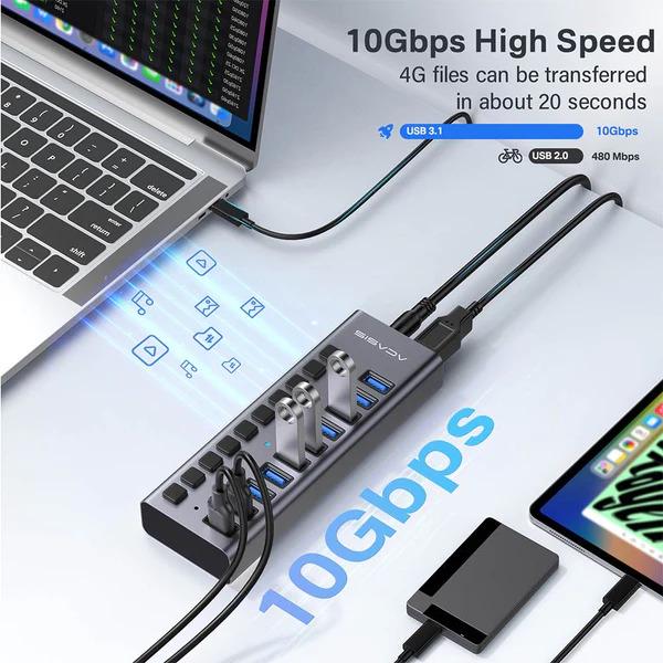 USB-хаб Acasis HB1602A на 10 портів Сірий (2489) - фото 9 USB-хаб Acasis HB1602A на 10 портів Сірий (2489) - фото 9