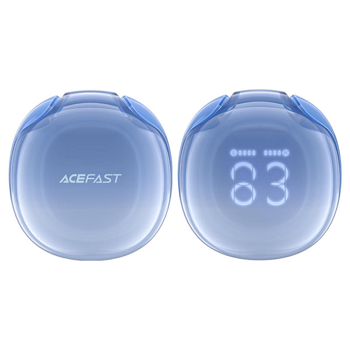 Наушники беспроводные ACEFAST T9 Crystal (Air) color Bluetooth 5.3 earbuds 480 mAh Glacier Blue - фото 2