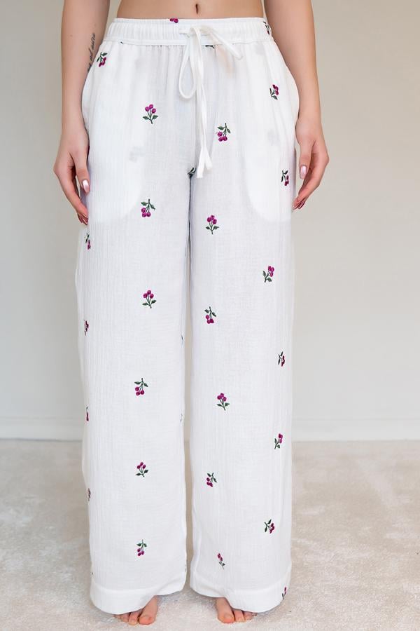 Брюки с вышивкой Forli из муслина Blueberry M/L (ML0084-39-09)