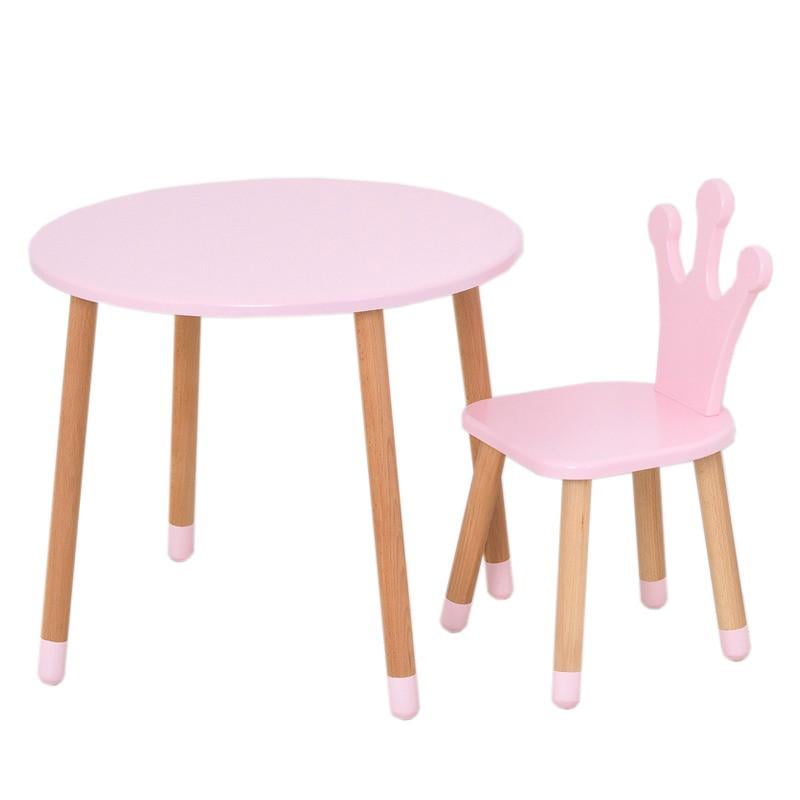 Дитячий стіл зі стільцем Bambi комбінований 60х60х53 см Рожевий (KL-154-R-42)