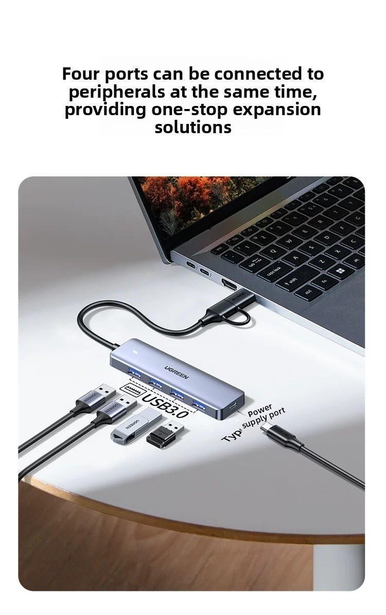 Хаб USB-C Ugreen 15 см 4 порти Сірий (65757) - фото 12 Хаб USB-C Ugreen 15 см 4 порти Сірий (65757) - фото 12