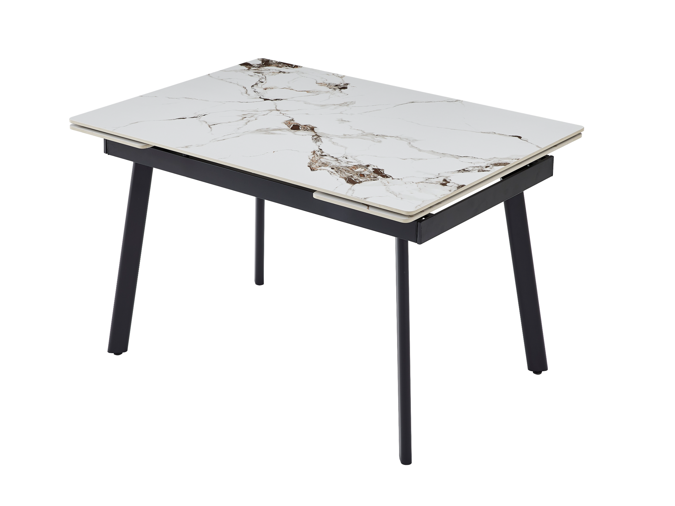 Стол обеденный раздвижной Vetro Mebel 1200-1800x850x760 мм Панда вайт/Чорний (TМ-98-1)