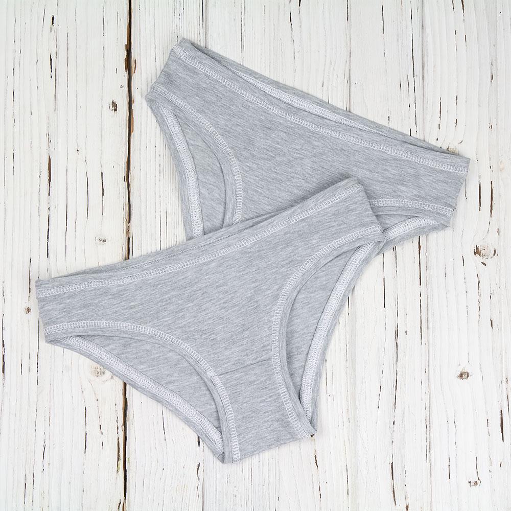Набор трусов-слип хлопковых L 2 шт. Светло-серый