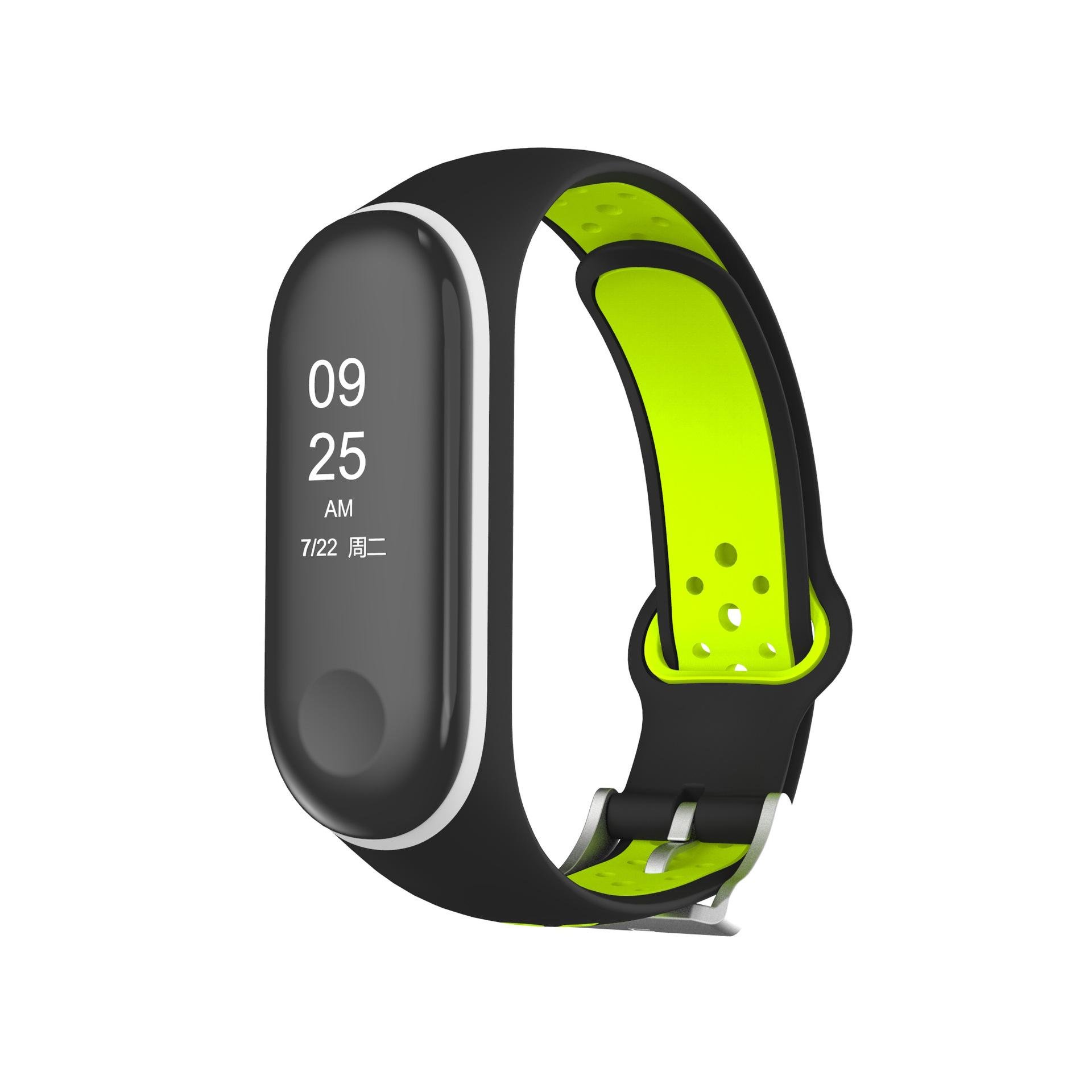 Ремешок для фитнес браслета Xiaomi Mi Band 4/3 Черный/Лимонный