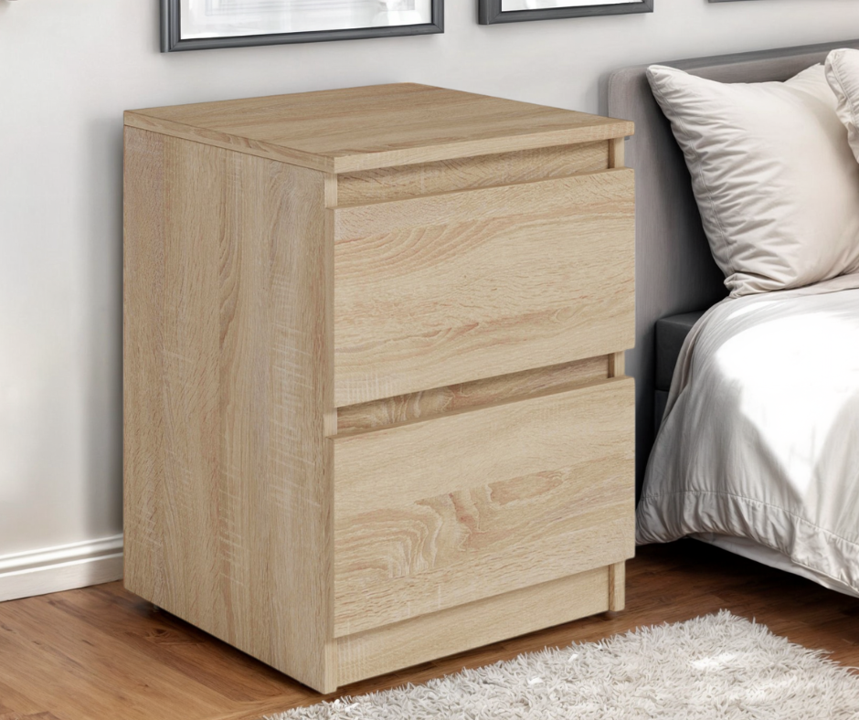 Тумбочка прикроватная Tobi Sho Lea T-225 с двумя ящиками для спальни 400х500х400 мм Сонома - фото 1