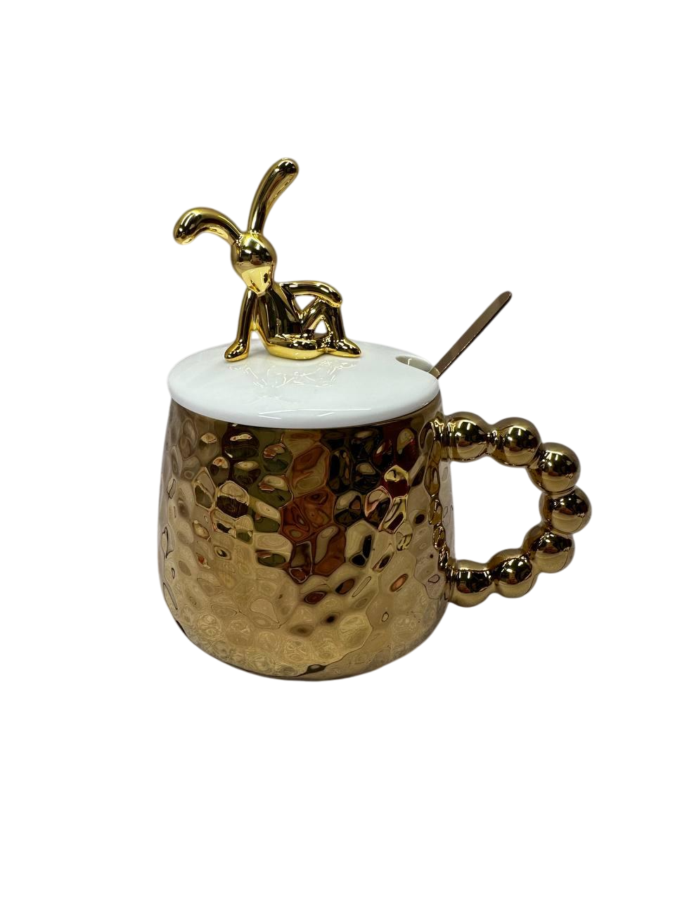 Чашка керамическая Olens с крышкой и ложкой Playboy 430 мл Белый (8030-339)