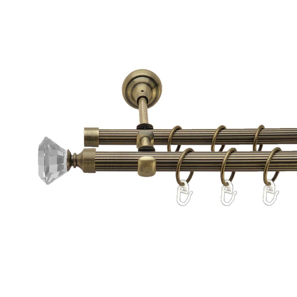 Карниз Orvit Спектралія металевий дворядний відкритий рифлена труба кільце металеве 19/16 мм 160 см Антик (00-00017383)